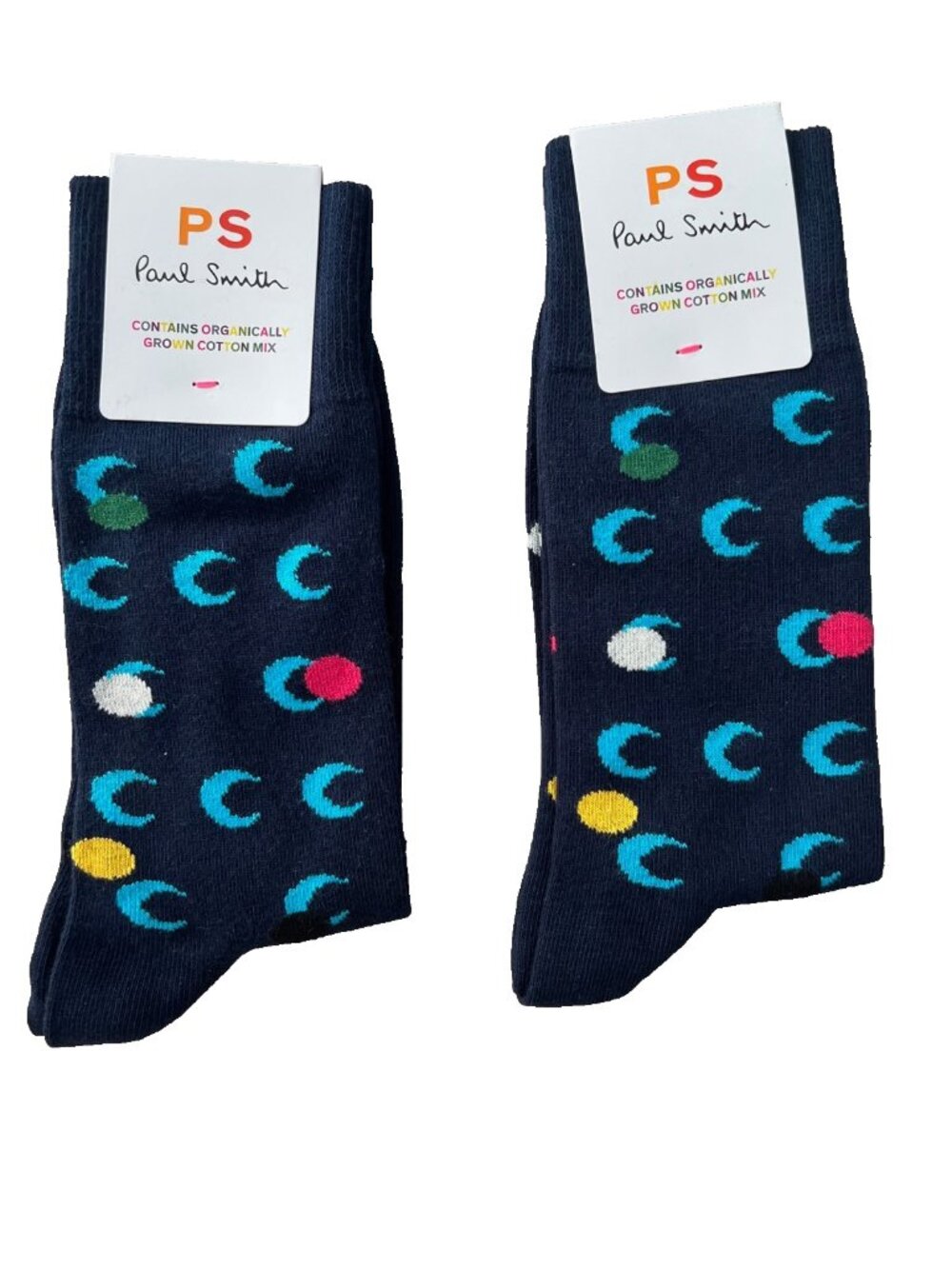 PS Paul Smith Set of 2 Organic Cotton Moon Print Navy Socks